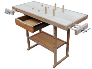 Werkbank Holz - Werktisch mit Spannzange und Bankhaken Arbeitstisch